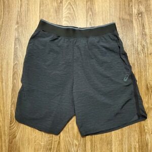 ASICS Running Shorts Men Medium Gray Black Athletic‎ Woven Active Training Gym